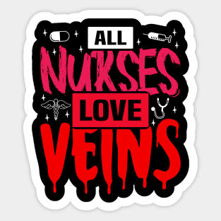 All Nurses Love Veins, Halloween Nurse Vampire Sticker